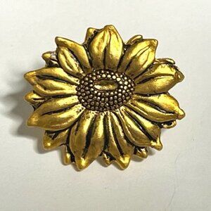 VTG Golden Sunflower Floral Pin Gold Tone Lapel Vest Hat Pin Brooch .75"